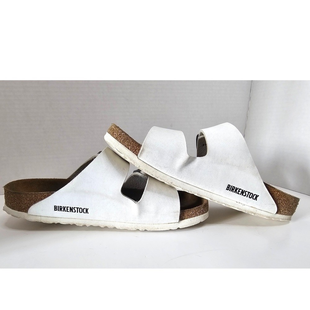 Birkenstock Arizona White Leather Two Strap Sandals Unisex EUC SZ 38 - Picture 10 of 10